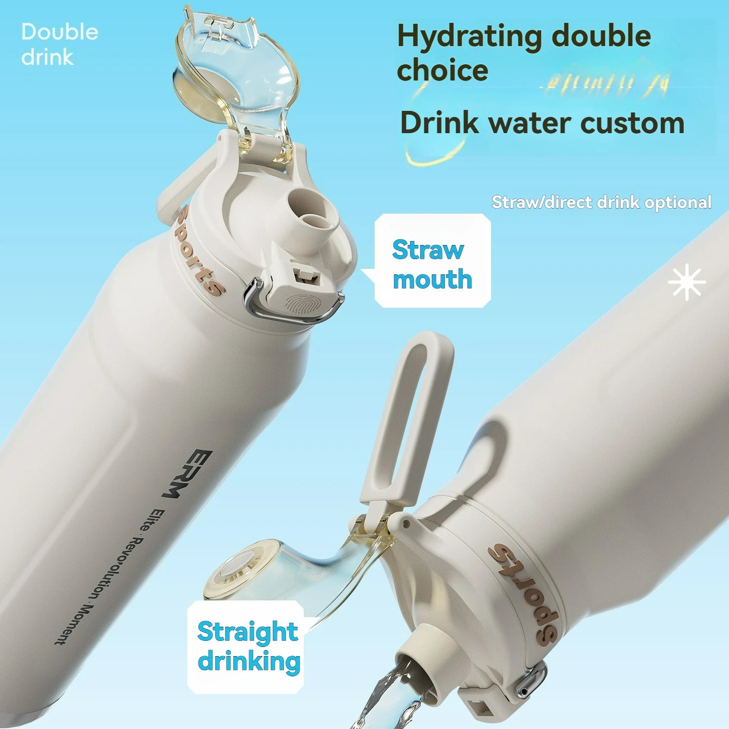 1L Thermos Bottle Stainless Steel Iced And Heat Insulated Cups Hiking Cycling Fitness Vacuum Flasks with Handle